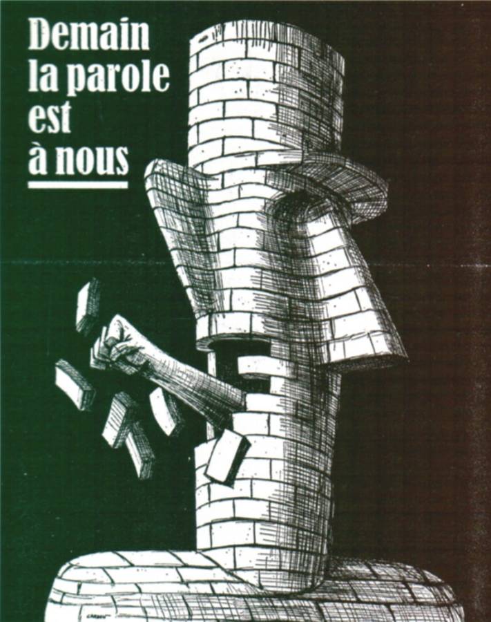 1968 28 juin Action  Dessin de Cardon Demain la parole est a nous.jpg